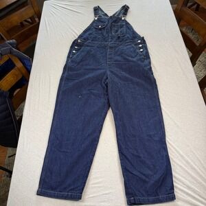 vintage Faded Glory Womens Denim Overalls Dark Wash Wide Leg 8W Cotton